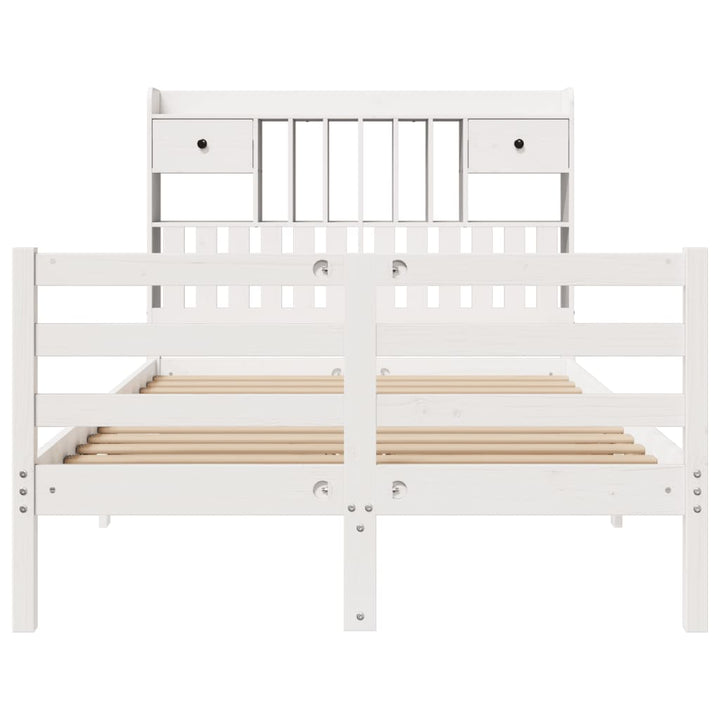 seng med reol uden madras 135x190 cm massivt fyrretræ hvid