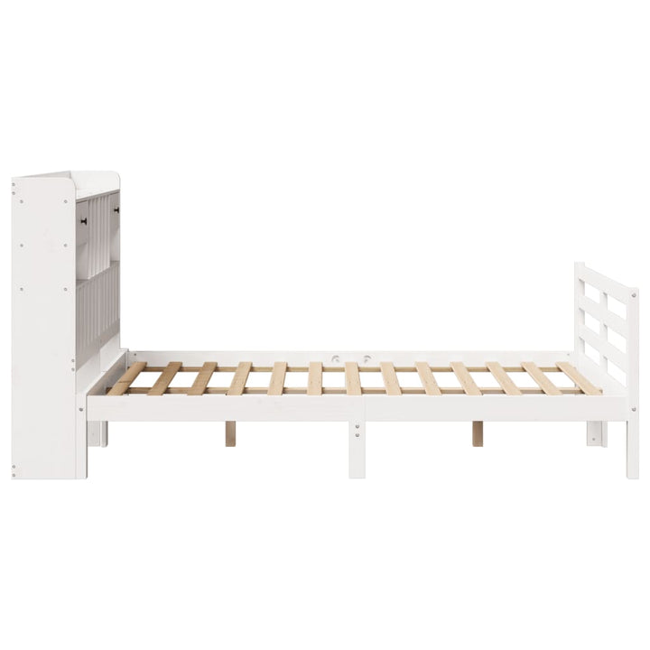 seng med reol uden madras 135x190 cm massivt fyrretræ hvid