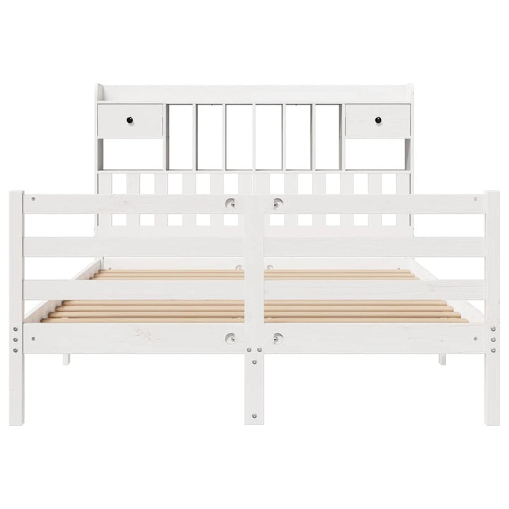 seng med reol uden madras 140x190 cm massivt fyrretræ hvid