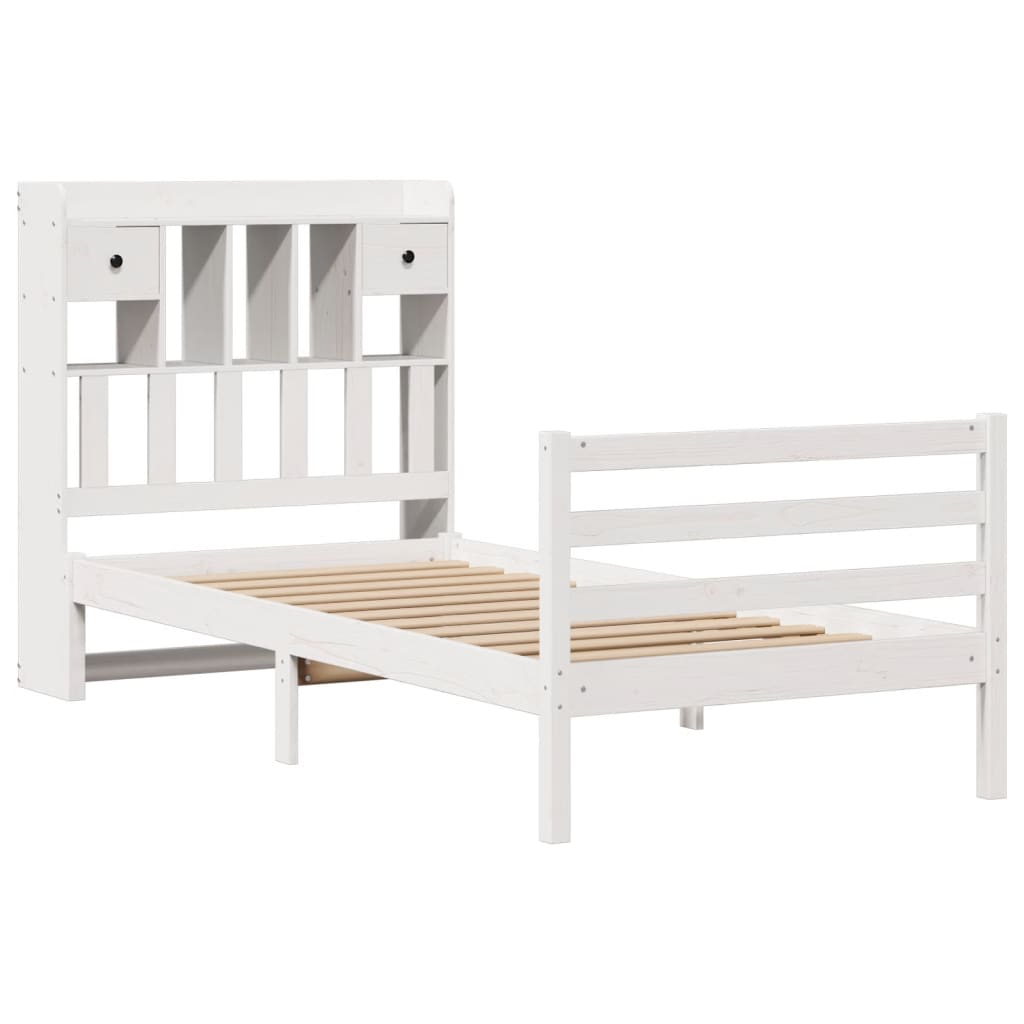 seng med reol uden madras 90x200 cm massivt fyrretræ hvid