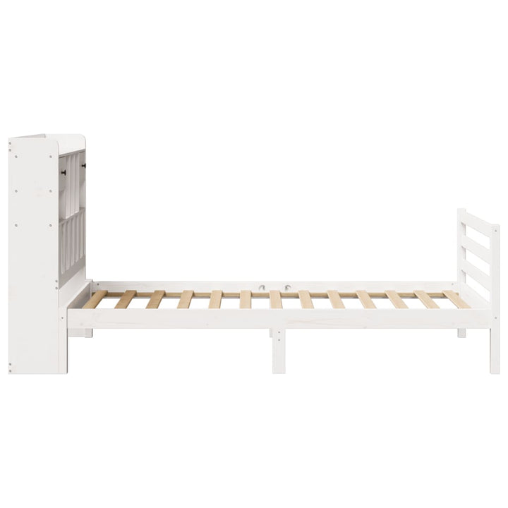 seng med reol uden madras 90x200 cm massivt fyrretræ hvid