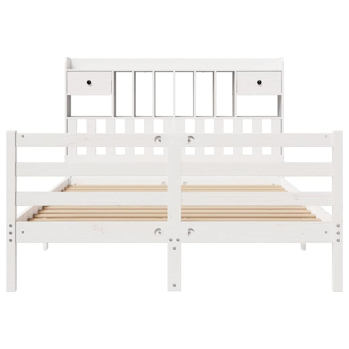 seng med reol uden madras 150x200 cm massivt fyrretræ hvid