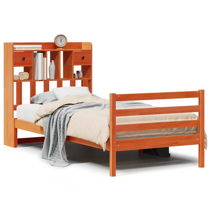 seng med reol uden madras 75x190 cm massivt fyrretræ gyldenbrun