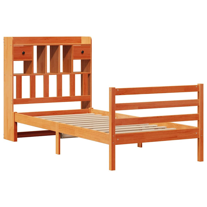seng med reol uden madras 75x190 cm massivt fyrretræ gyldenbrun