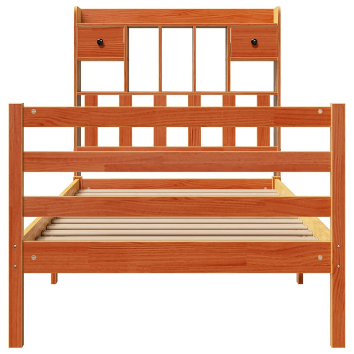 seng med reol uden madras 75x190 cm massivt fyrretræ gyldenbrun