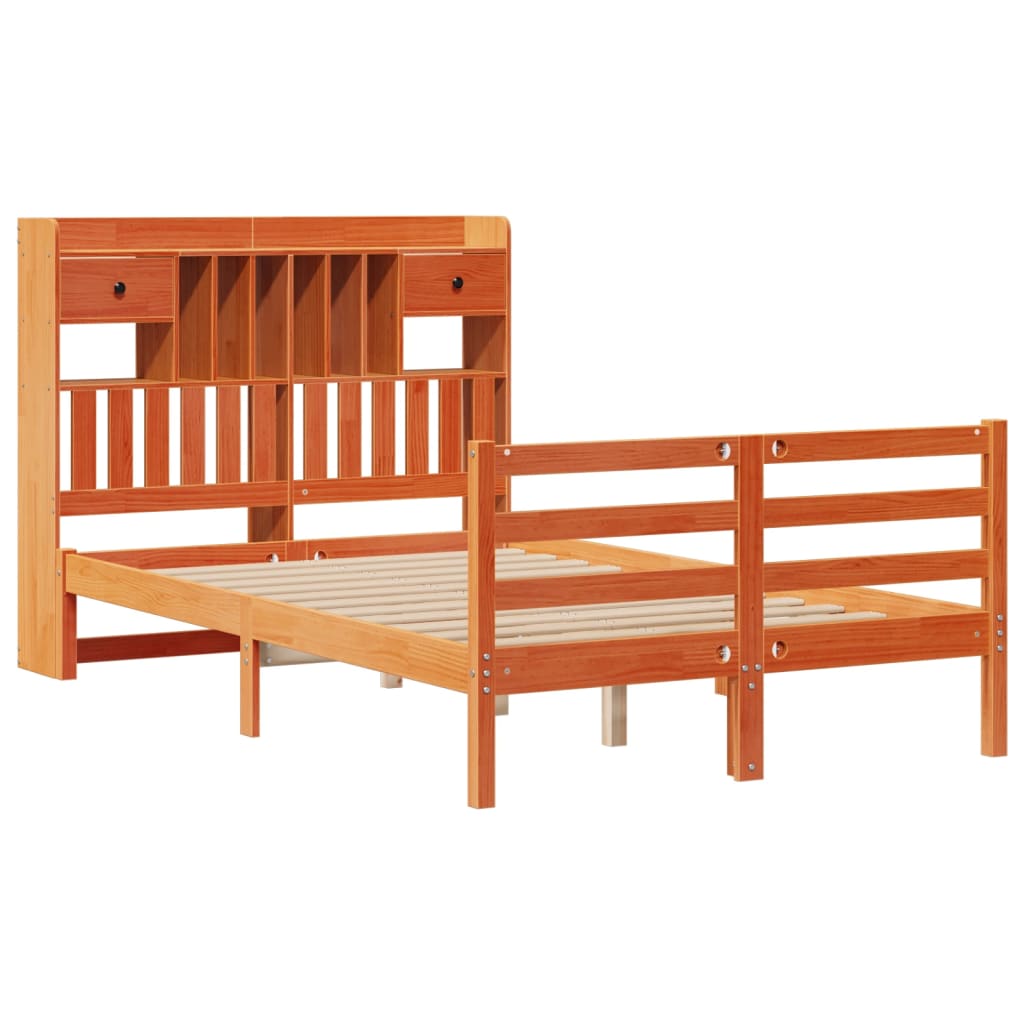 seng med reol uden madras 135x190cm massivt fyrretræ gyldenbrun