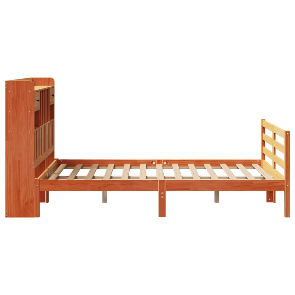 seng med reol uden madras 135x190cm massivt fyrretræ gyldenbrun