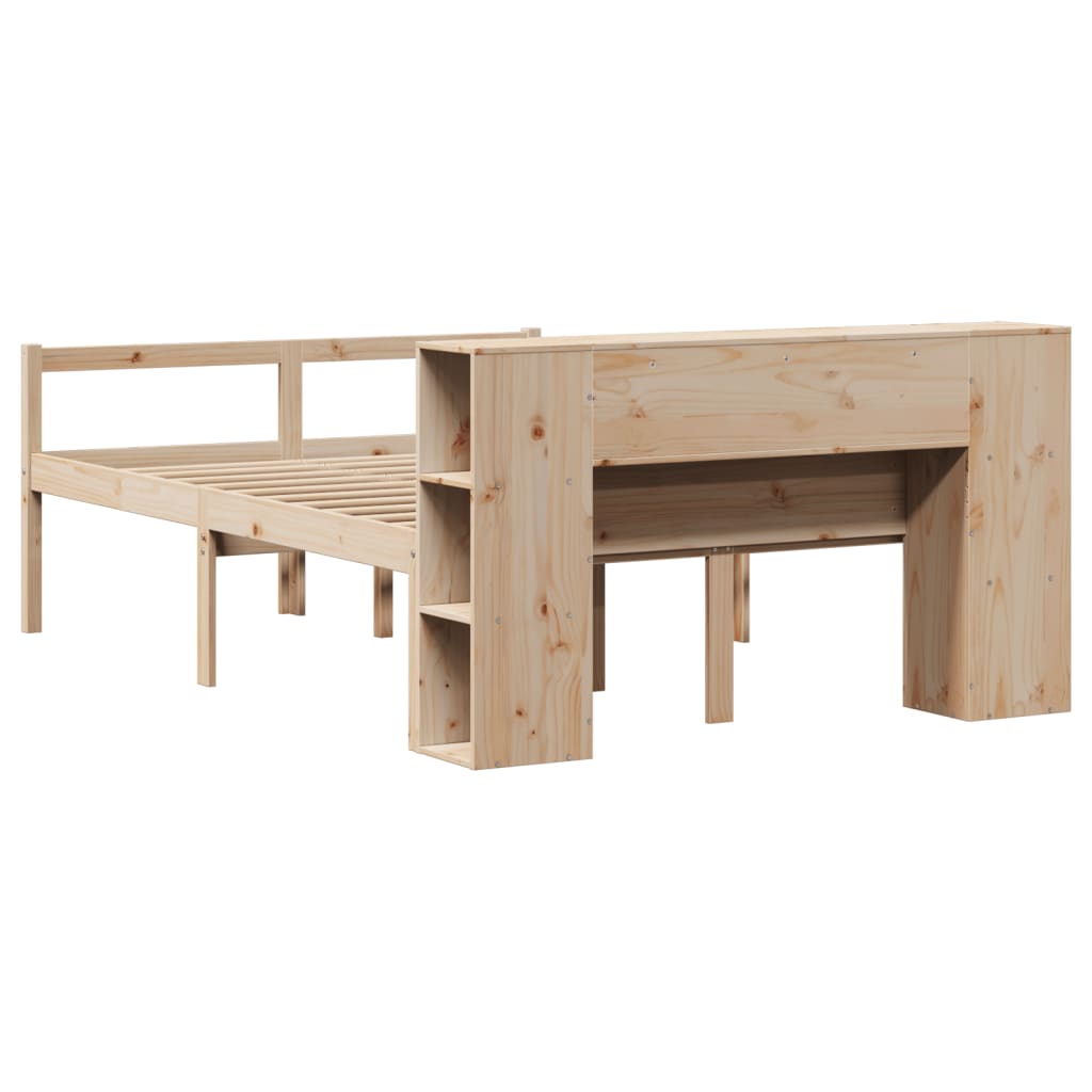 seng med reol uden madras 135x190 cm massivt fyrretræ