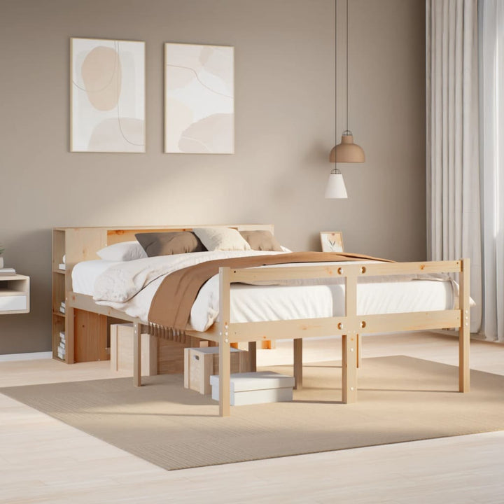 seng med reol uden madras 135x190 cm massivt fyrretræ