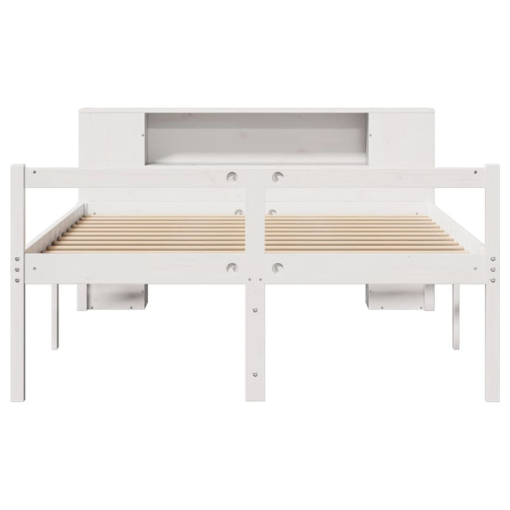 seng med reol uden madras 135x190 cm massivt fyrretræ hvid