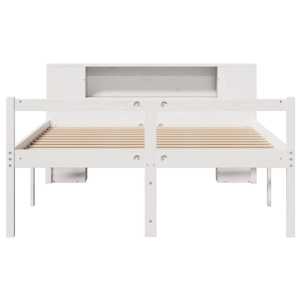 seng med reol uden madras 140x190 cm massivt fyrretræ hvid