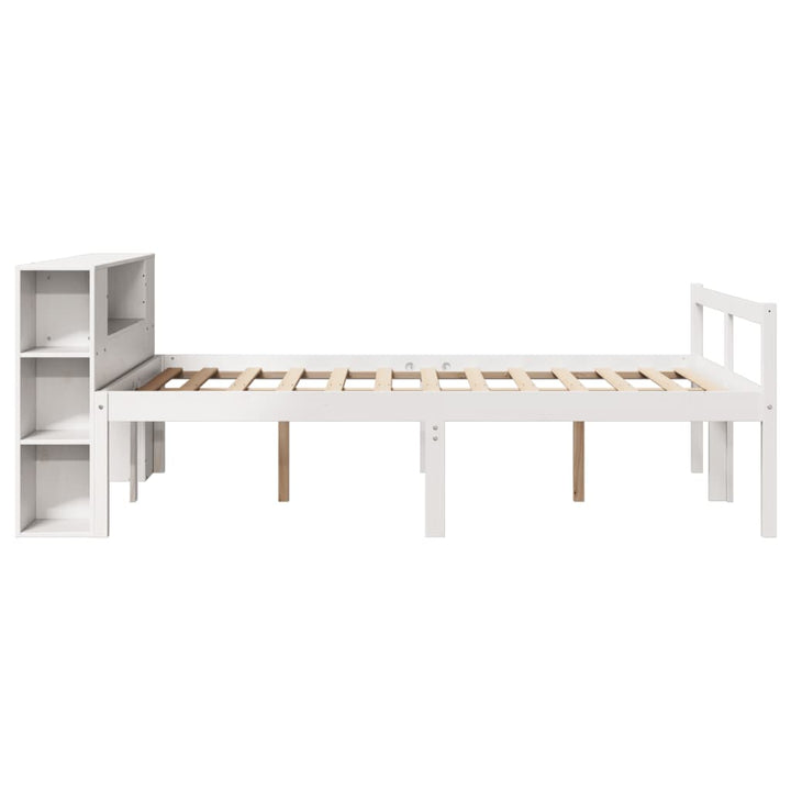 seng med reol uden madras 120x200 cm massivt fyrretræ hvid
