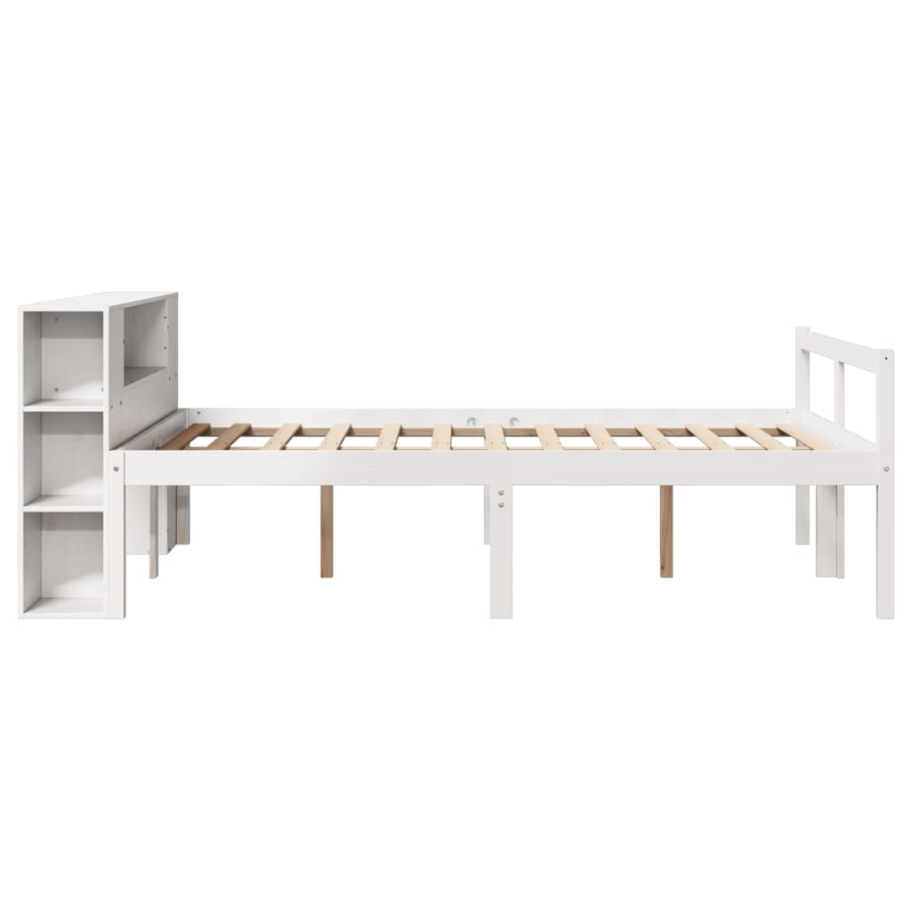 seng med reol uden madras 150x200 cm massivt fyrretræ hvid