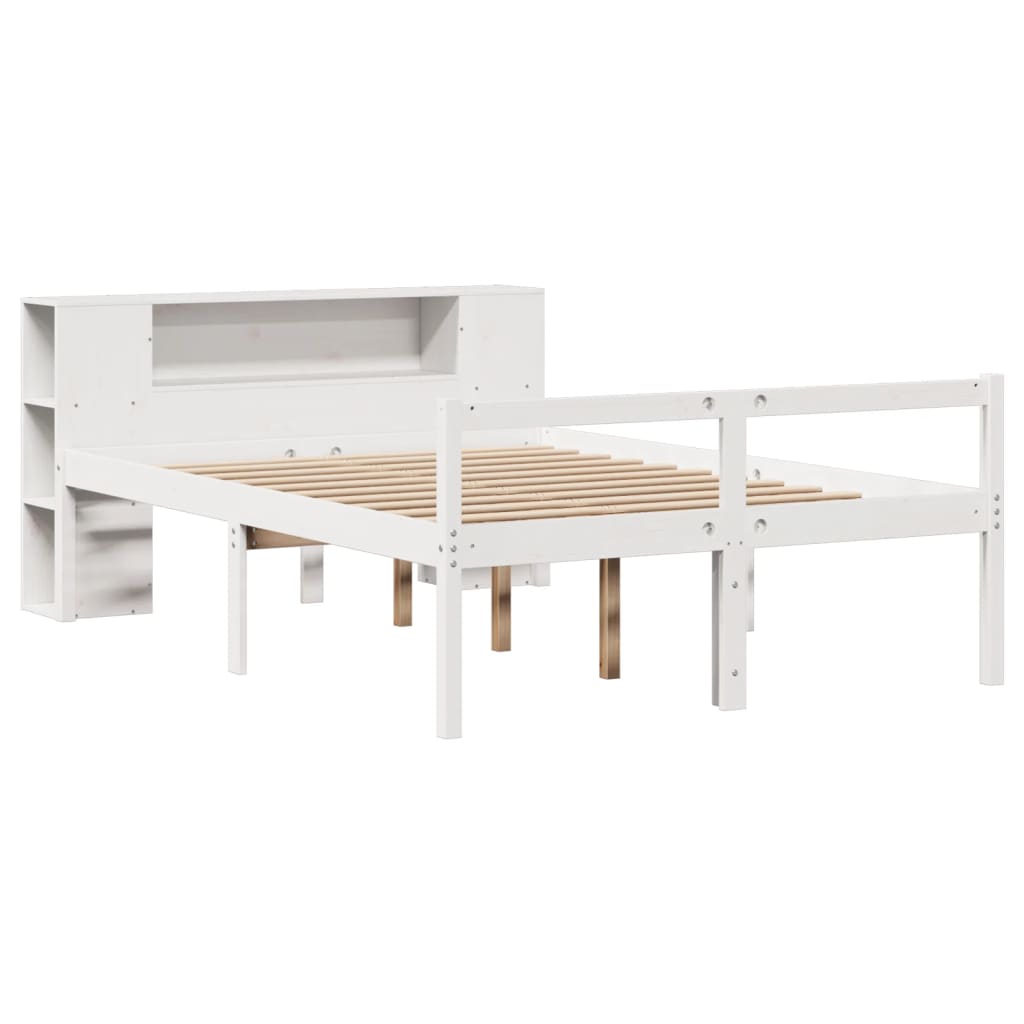 seng med reol uden madras 160x200 cm massivt fyrretræ hvid