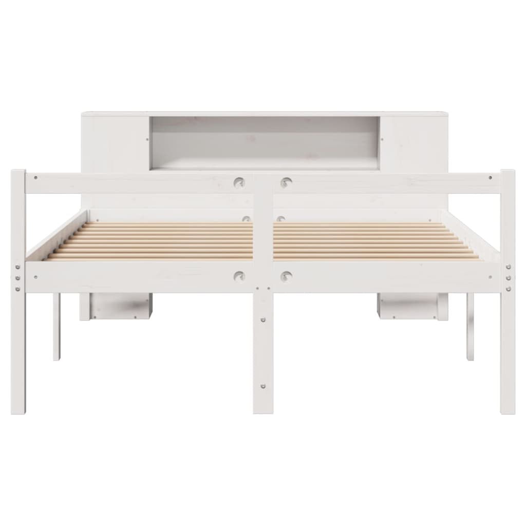 seng med reol uden madras 160x200 cm massivt fyrretræ hvid