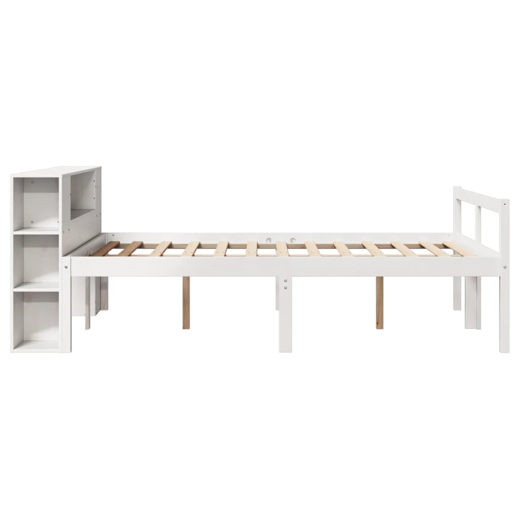 seng med reol uden madras 160x200 cm massivt fyrretræ hvid