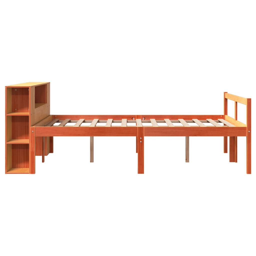 seng med reol uden madras 135x190 cm massivt træ brun