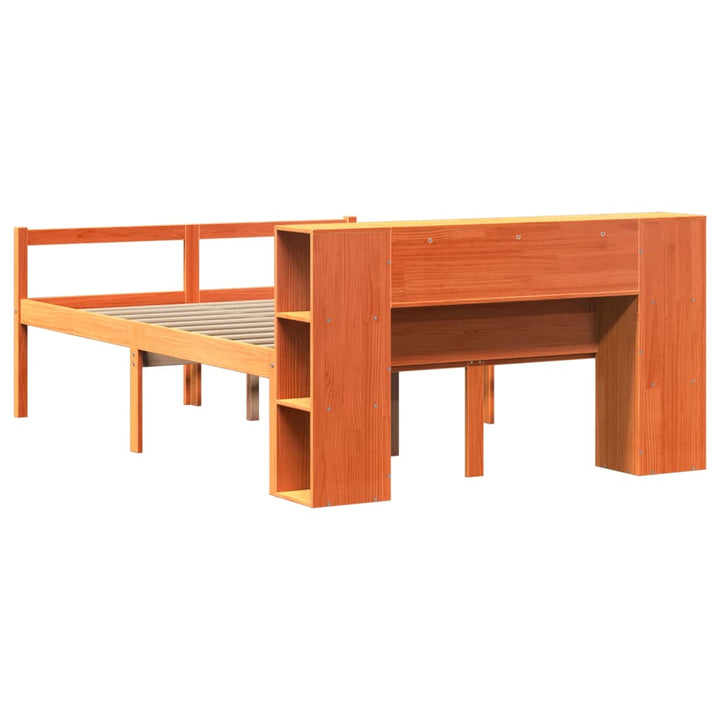 seng med reol uden madras 135x190 cm massivt træ brun