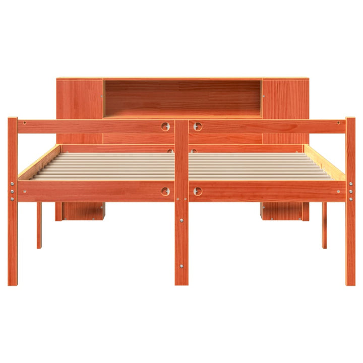 seng med reol uden madras 140x190 cm massivt træ gyldenbrun
