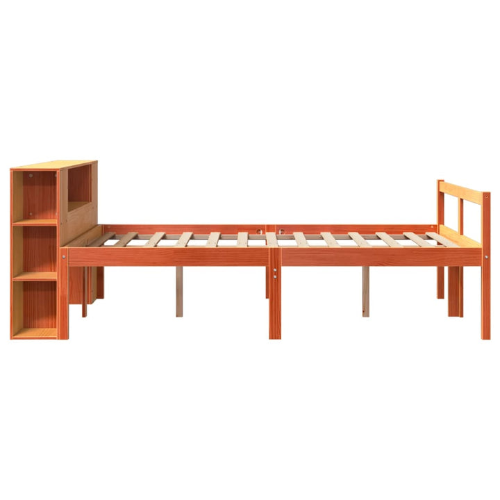 seng med reol uden madras 140x190 cm massivt træ gyldenbrun