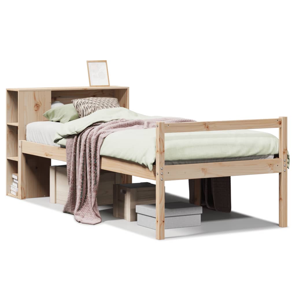 seng med reol uden madras 75x190 cm massivt fyrretræ