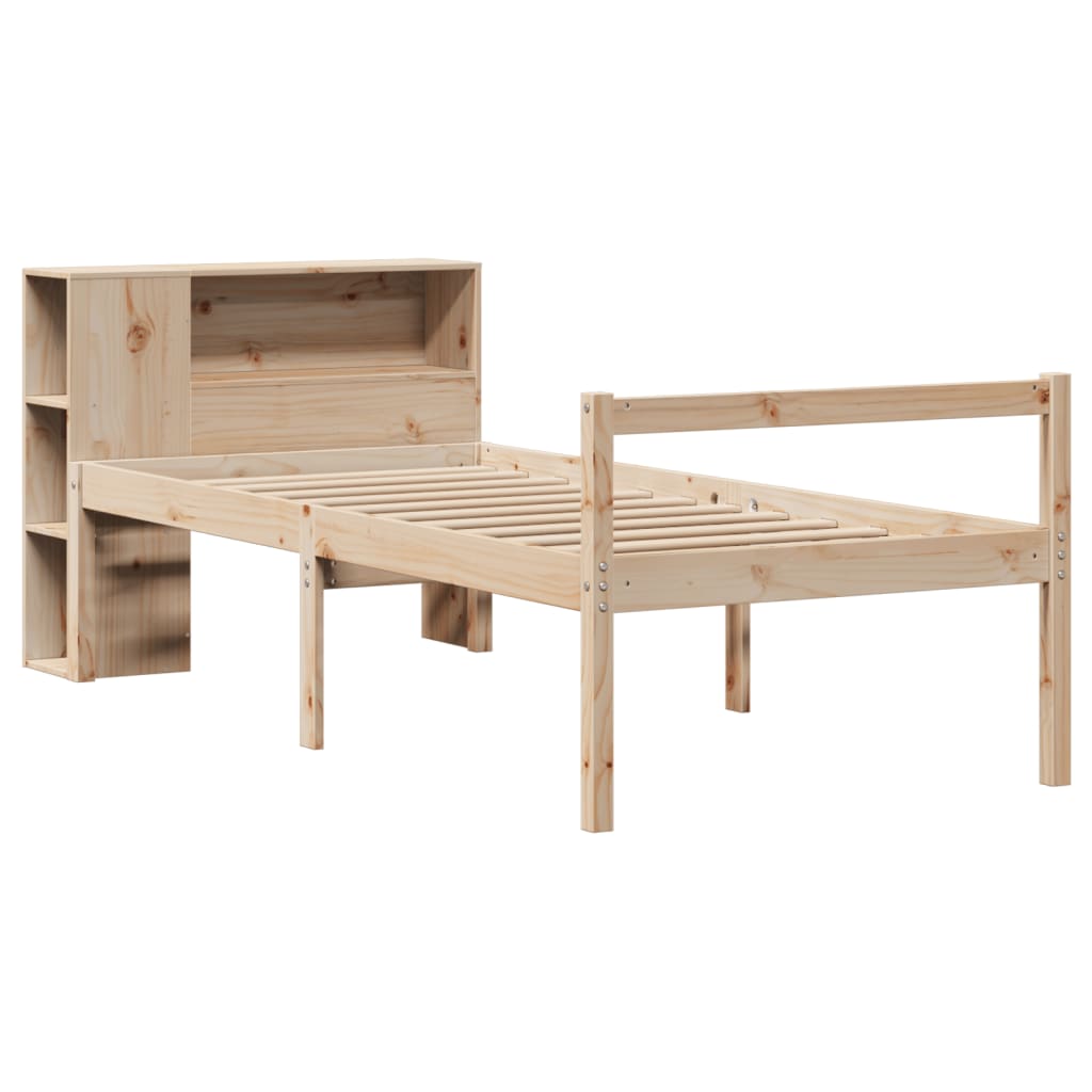seng med reol uden madras 75x190 cm massivt fyrretræ
