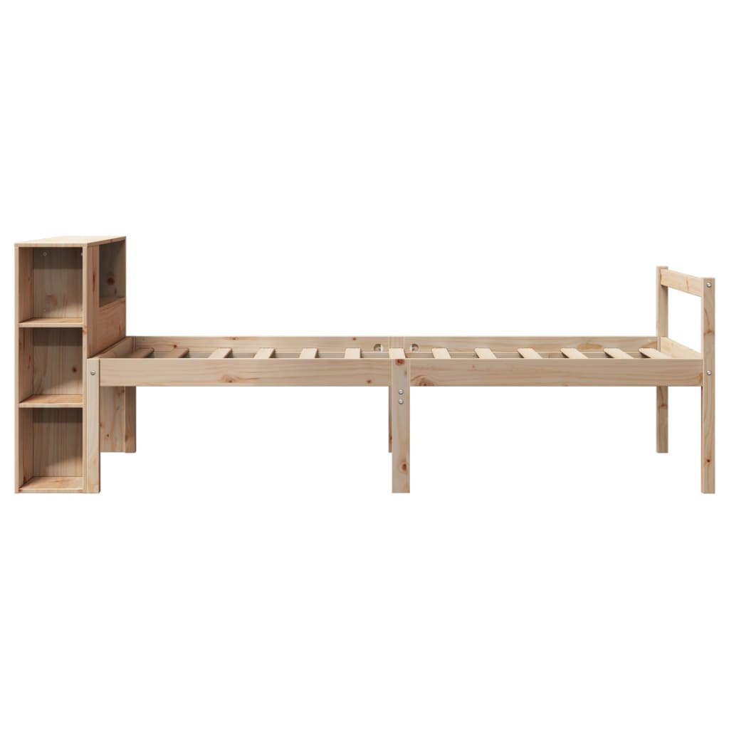 seng med reol uden madras 75x190 cm massivt fyrretræ