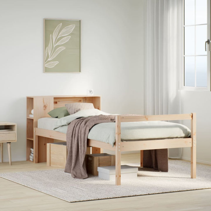 seng med reol uden madras 75x190 cm massivt fyrretræ
