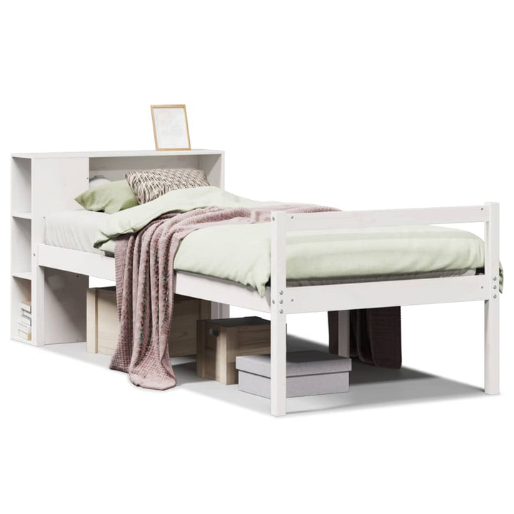 seng med reol uden madras 75x190 cm massivt fyrretræ hvid