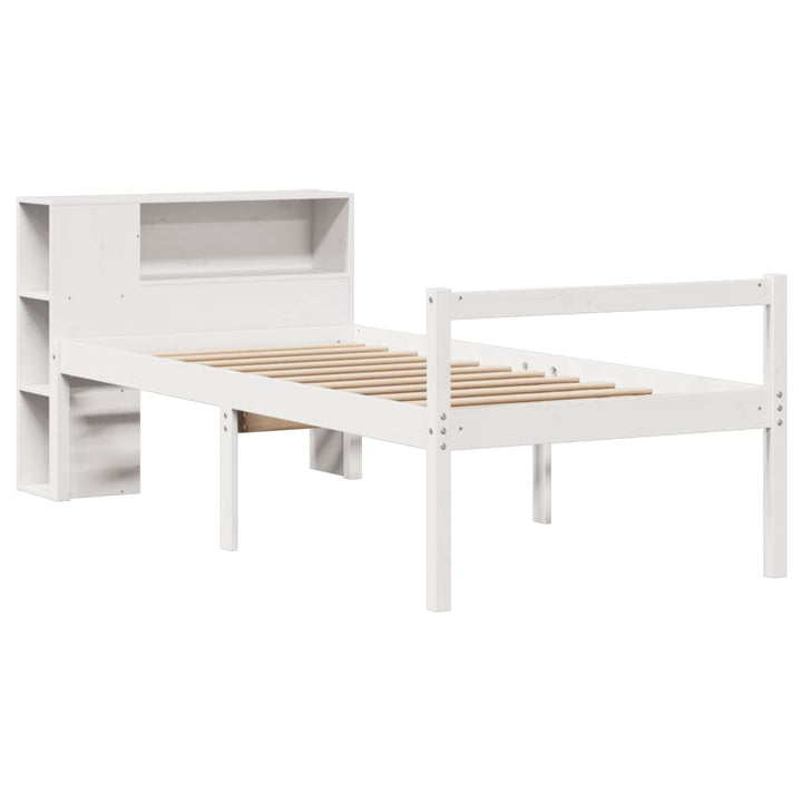 seng med reol uden madras 75x190 cm massivt fyrretræ hvid