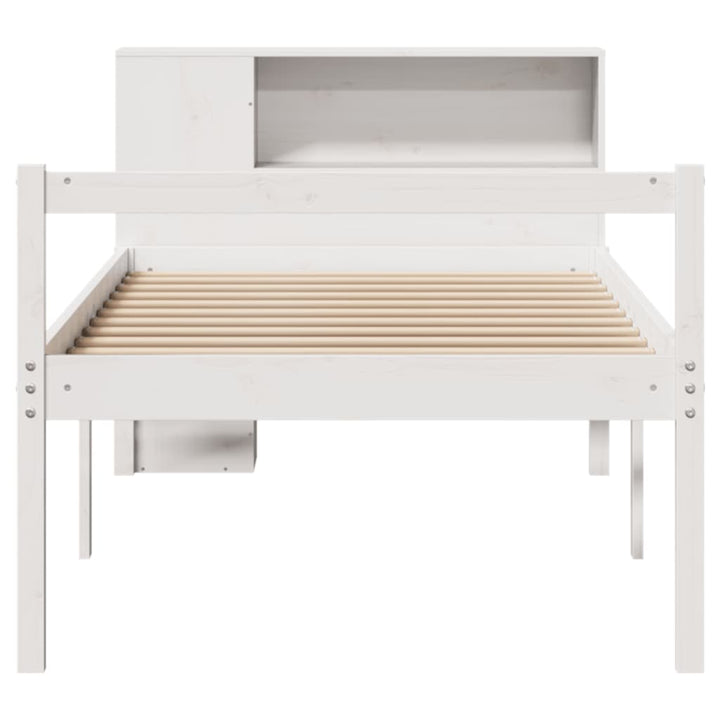 seng med reol uden madras 75x190 cm massivt fyrretræ hvid