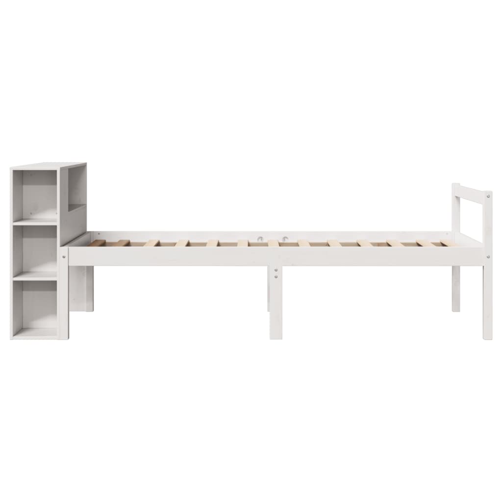 seng med reol uden madras 75x190 cm massivt fyrretræ hvid