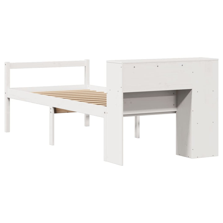 seng med reol uden madras 75x190 cm massivt fyrretræ hvid