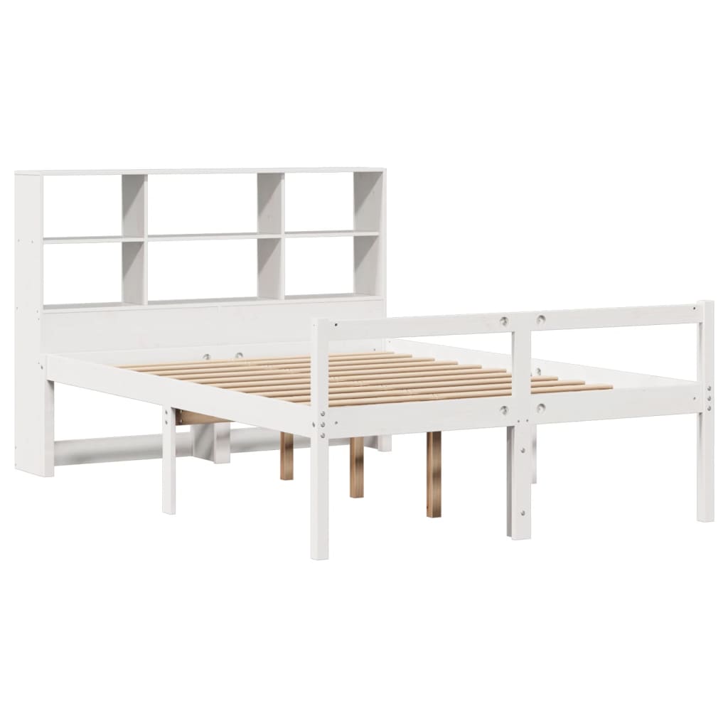 seng med reol uden madras 140x190 cm massivt fyrretræ hvid