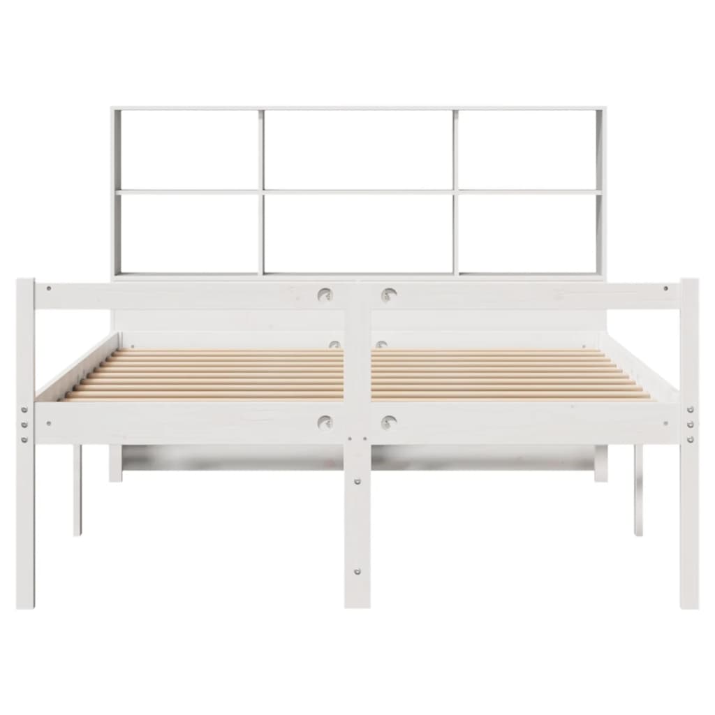 seng med reol uden madras 140x190 cm massivt fyrretræ hvid