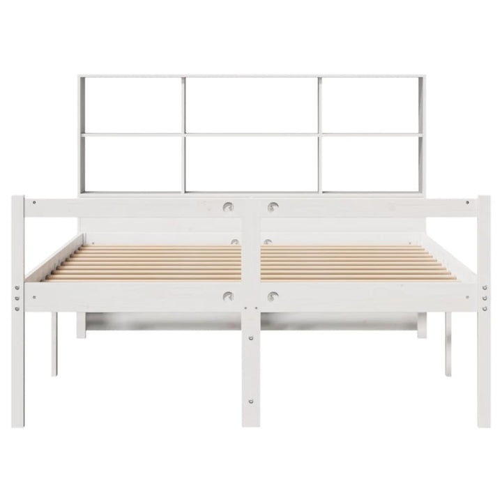 seng med reol uden madras 140x190 cm massivt fyrretræ hvid