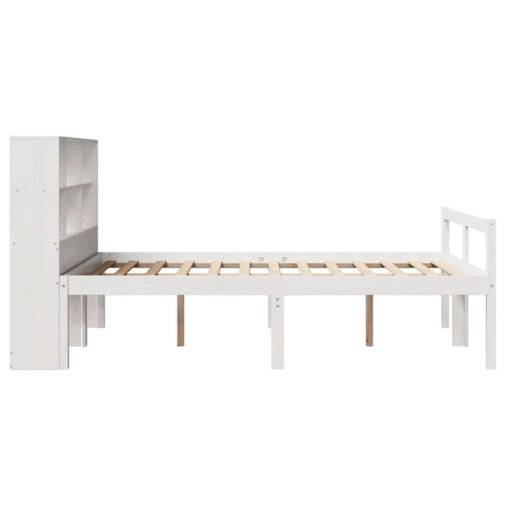 seng med reol uden madras 140x190 cm massivt fyrretræ hvid