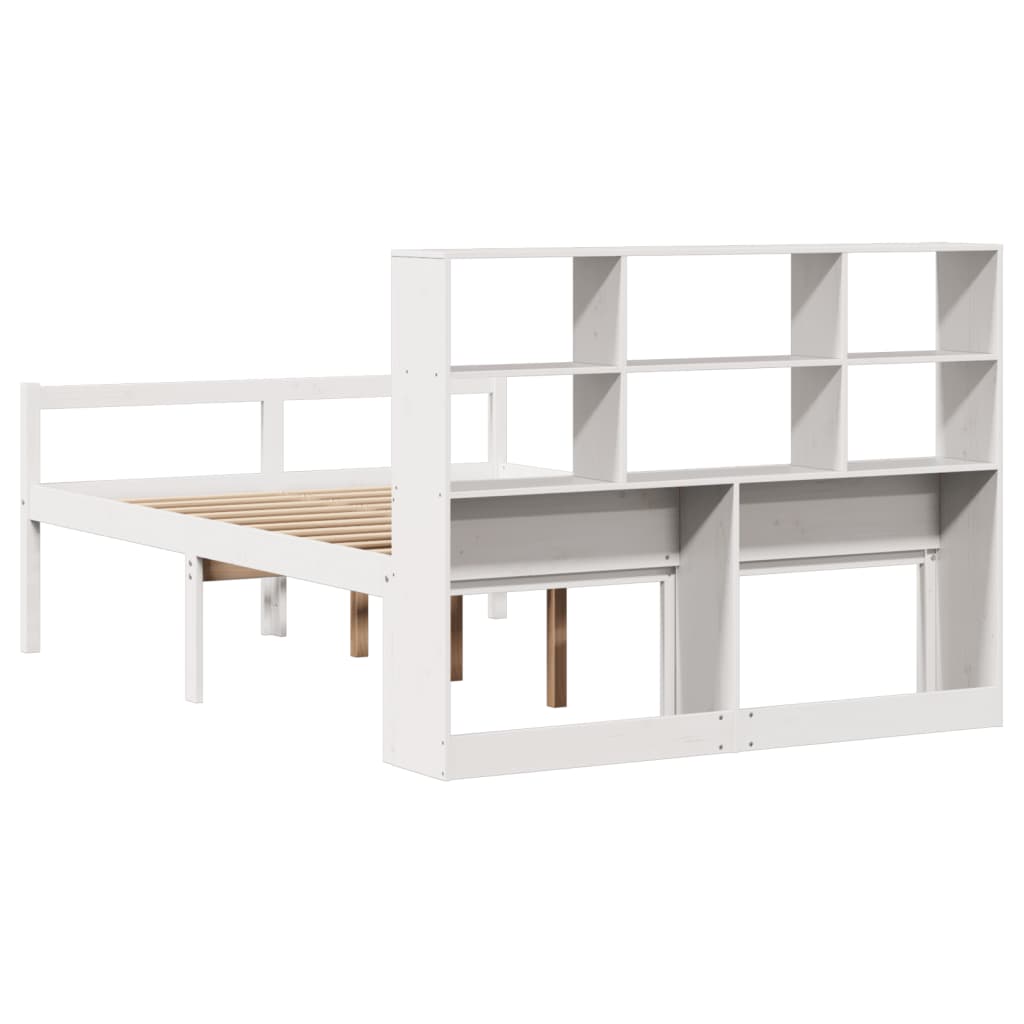 seng med reol uden madras 140x190 cm massivt fyrretræ hvid