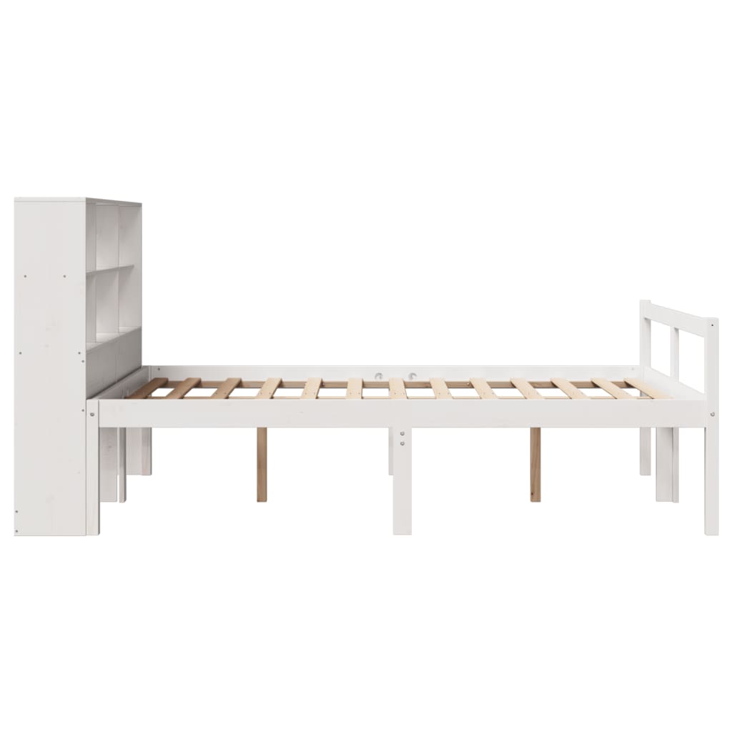 seng med reol uden madras 140x200 cm massivt fyrretræ hvid