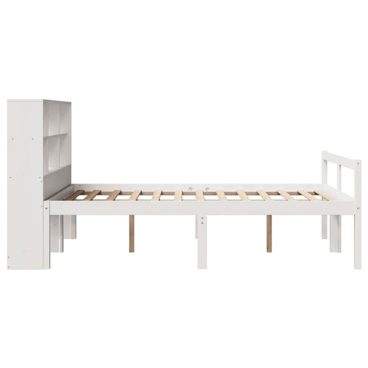 seng med reol uden madras 140x200 cm massivt fyrretræ hvid