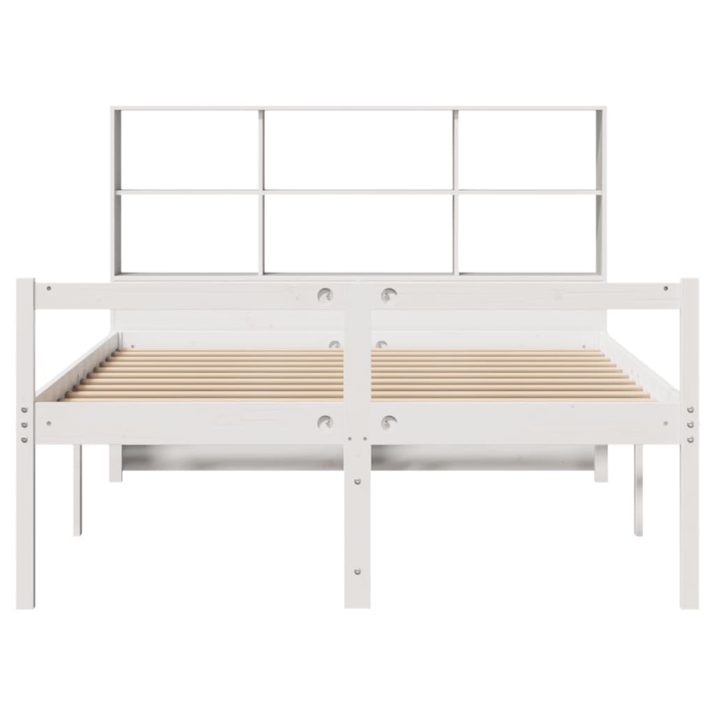 seng med reol uden madras 160x200 cm massivt fyrretræ hvid
