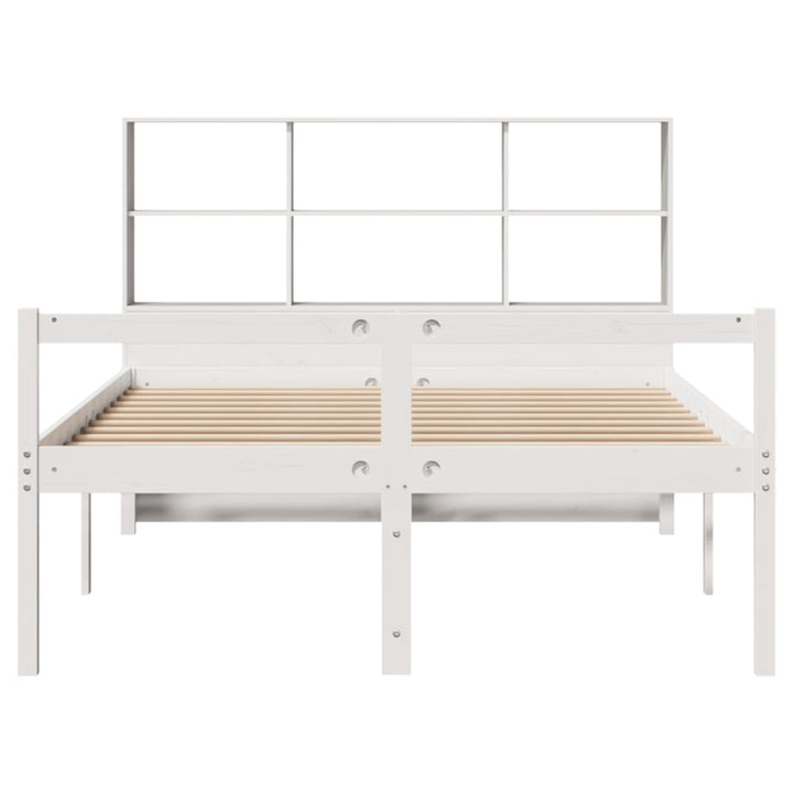 seng med reol uden madras 160x200 cm massivt fyrretræ hvid