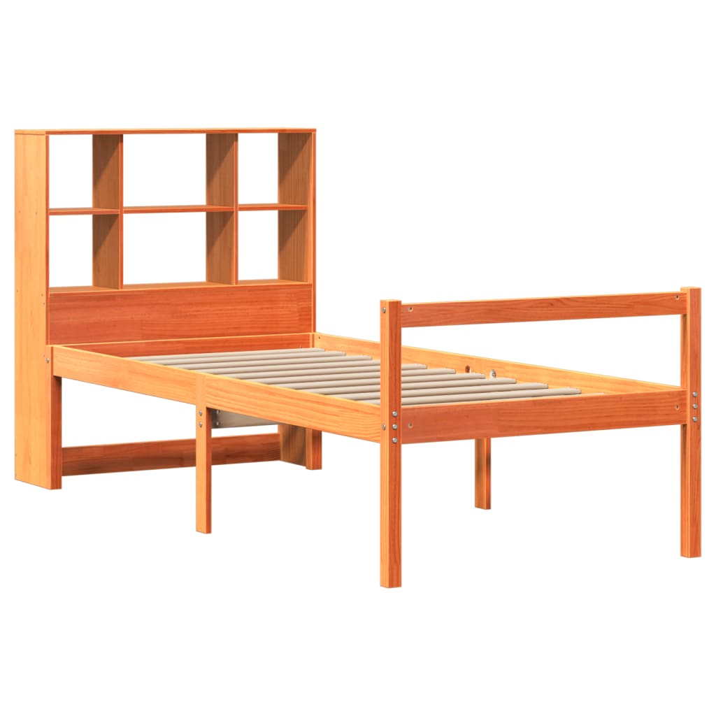 seng med reol uden madras 75x190 cm massivt træ gyldenbrun