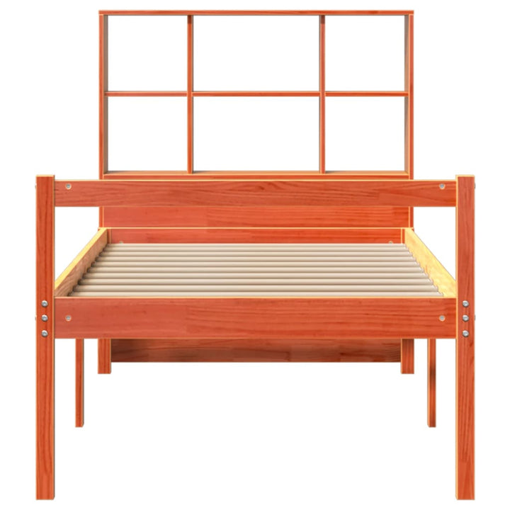 seng med reol uden madras 75x190 cm massivt træ gyldenbrun