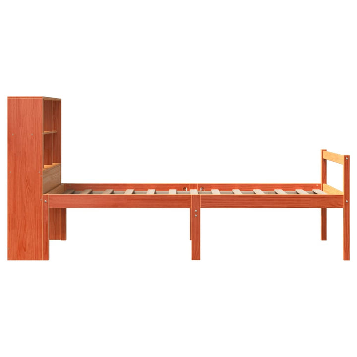 seng med reol uden madras 75x190 cm massivt træ gyldenbrun