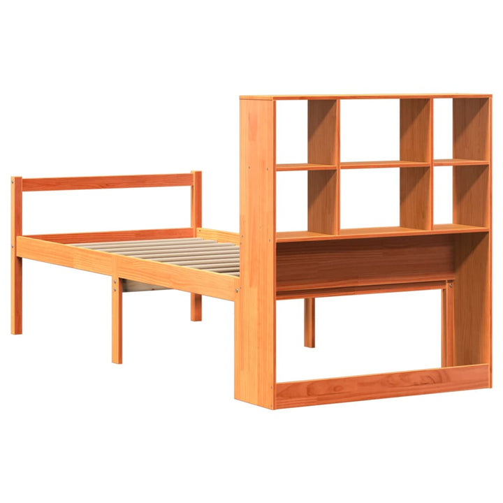seng med reol uden madras 75x190 cm massivt træ gyldenbrun