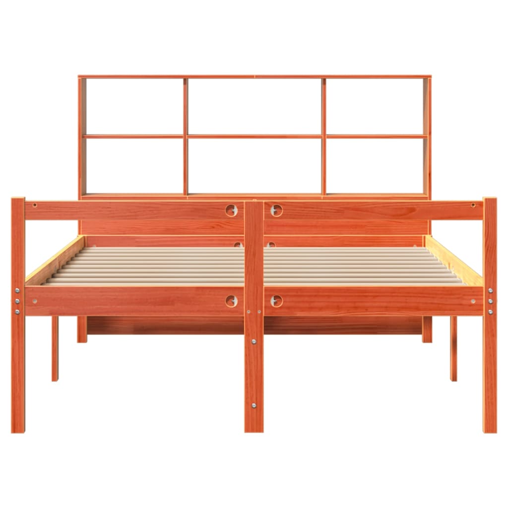 seng med reol uden madras 135x190 cm massivt træ brun