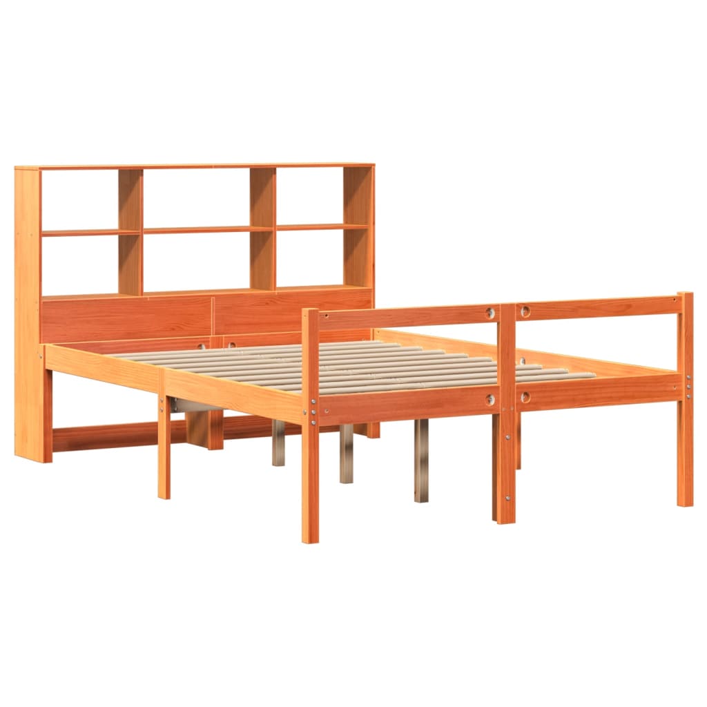 seng med reol uden madras 120x200cm massivt træ gyldenbrun
