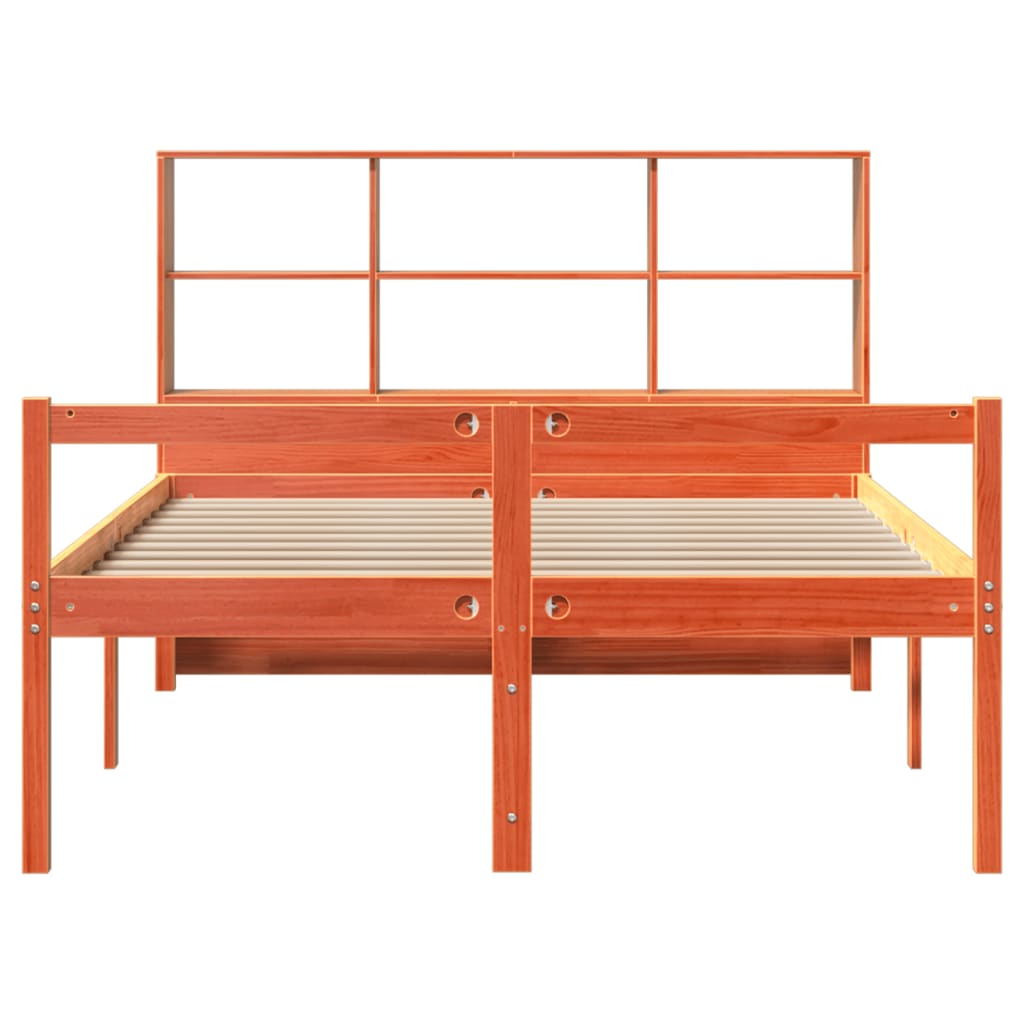 seng med reol uden madras 120x200cm massivt træ gyldenbrun