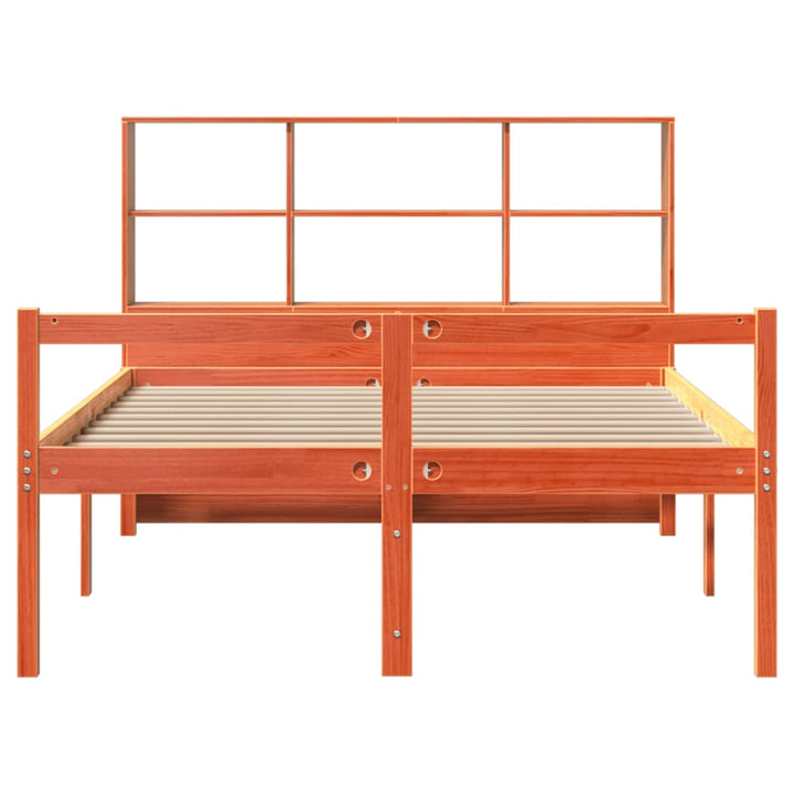 seng med reol uden madras 120x200cm massivt træ gyldenbrun